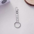Italian modular keychain in silver finish featuring links and secure lobster clasp - Silver
