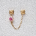 Italienisches Armband-Modul mit rosa Harzrose-Anhänger und goldener Gliederkette - Rosa Rose Gold Basis (MKDZ-363)