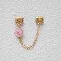 Italienisches Armband-Modul mit rosa Rosen-Anhänger in eleganter Gold-Optik - Dunkelrosa Rose Gold Basis (MKDZ-364)