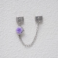 Modulo per bracciale italiano in acciaio inossidabile con ciondolo a forma di rosa viola - Rosa Viola Base Argentata (GMKDZ-123)
