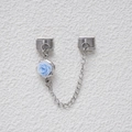 Maglia componibile italiana con rosa in resina azzurra per bracciale fai da te - Rosa Blu Base Argentata (GMKDZ-124)