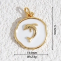 Colgante redondo de esmalte blanco con delfín dorado incluyendo medidas y peso neto - Colgante Redondo de Delfín Dorado (DZ-3386)