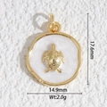 Colgante de tortuga marina bañada en oro con esmalte blanco perlado, 17,6mm x 14,9mm - Colgante Redondo de Tortuga Dorada (DZ-3387)