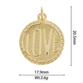 Pendentif LOVE doré avec lettres en relief, taille 20,5mm par 17,9mm pour style superposé - Pendentif Uniquement (Sans Chaîne) Relief LOVE Circulaire (DZM-3573)