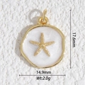 Colgante corazón irregular dorado con incrustación de nácar y detalle de estrella de mar 3D - Colgante Redondo de Estrella de Mar Dorada (DZ-3388)