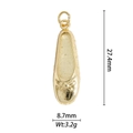 Pendentif chausson de danse doré mat avec nœud poli, longueur de 27,4 mm - Pendentif Uniquement (Sans Chaîne) Chausson de Ballet (DZM-3579)