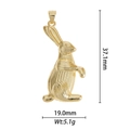 Pendentif lapin doré en métal texturé mesurant 37 mm de hauteur et 19 mm de largeur - Pendentif Uniquement (Sans Chaîne) Lapin Réaliste (DZM-3580)