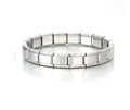 Italiaanse modulaire bedelarmband van roestvrij staal met gegraveerde metalen schakel - 1 Stuk Bandje / Zilver
