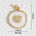 Colgante de corazón nacarado blanco con borde ondulado dorado para joyería de DIY - Colgante Redondo de Vieira Dorada (DZ-3394)