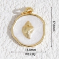 Colgante dorado irregular con corazón de nácar y caracola, 17,8mm por 14,8mm - Colgante de Caracola con Patrón de Mar Dorado (DZ-3395)