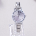 Detailed macro view of minimalist silver watch with sunray dial and sleek metal link band - Silver Silver Sunray Dial (WT063)