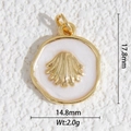 Colgante redondo de concha dorada con esmalte blanco y relieve para diseño de joyería - Colgante de Concha en Abanico Dorado (DZ-3397)