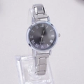 Elegant women's quartz watch with rhinestone silver bracelet and starry grey dial - Silver Gray Roman Numeral Dial (WT067)