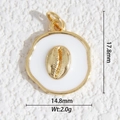 Colgante de corazón dorado con esmalte blanco y motivo de caracola, 17,8mm por 14,8mm - Colgante de Caracola con Textura Espiral Dorado (DZ-3399)