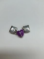 Bracelet modulaire italien avec pendentif cœur violet poli et maillons en acier inoxydable - Pendentif Module Magnétique (1 Paire) / Violet Lumineux