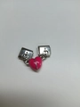 Charm modulaire italien en acier inoxydable avec pendentif cœur rose brillant pour bracelet - Pendentif Module Magnétique (1 Paire) / Rose Lumineux