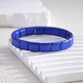 Modulaire stretcharmband in diepblauwe matte afwerking met Italiaanse bedels - Modulaire Armband (BD-316) / Saffierblauw