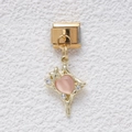 Italienisches modulares Goldarmband mit rosa Herzstein und sternförmigem Rahmen - Rosa Herz Sternenschliff-Stil (MKDZ-673)