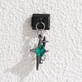 Charme italien avec base noire, pendentif étoile et pierre d'émeraude verte sertie - Style Étoile avec Pierre Verte (MKDZ-421)