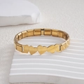 Goldenes 9mm Edelstahl-Charm-Armband im italienischen Design mit glatten Herzen - Herz Gold