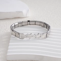 Detailansicht des 9mm italienischen Edelstahl-Armbandes mit markanten Fünfzack-Sternen - Fünfzackiger Stern Stahl