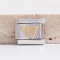 DIY modulares Stretch-Armband-Glied mit goldenem Buchstaben W auf Edelstahl-Basis - Buchstabe W(MK-1024)