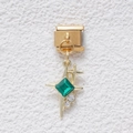 Italienisches Armband-Modul in Gold mit Smaragd-Sternanhänger und Zirkonia-Steinen - Grüner Quadratischer Sternenschliff-Stil (MKDZ-668)