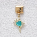 Italienischer Armband-Link mit Gold-Finish und Kreuz-Anhänger mit türkisem Katzenauge - Cyan Herz Kreuz Stil (MKDZ-665)