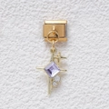 Italienischer Modular-Charm in Gold-Finish mit Sternanhänger und lila Edelstein - Violetter Quadratischer Sternenschliff-Stil (MKDZ-667)