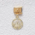 Italienisches Charm-Glied mit goldenem Kronenanhänger und funkelnden Strasssteinen - Goldener Hohler Kronenstil (MKDZ-669)