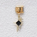Italienisches Charm-Modul mit goldenem Sternanhänger und schwarzem quadratischem Stein - Schwarzer Quadratischer Sternenschliff-Stil (MKDZ-664)
