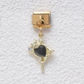 Italienischer Modul-Charm in Gold mit schwarzem Herz-Opal und Sternenrahmen - Schwarzer Herz Sternenschliff-Stil (MKDZ-662)