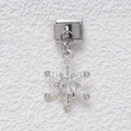 Italienischer Charm-Anhänger mit Schneeflocke und funkelnden Strasssteinen in Silber - Silberner Schneeflocken Strass Anhänger (MKDZ-671)