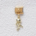 Italienisches Charm-Glied mit goldenem Quallen-Anhänger und Kristallen auf Edelstahlbasis - Goldener Quallen Strass Anhänger (MKDZ-647)