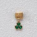 Charm modulare a quadrifoglio con cristalli a cuore verdi in finitura dorata per bracciali - Stile Quadrifoglio a Tre Cuori Verdi (GMKDZ-010) / Oro