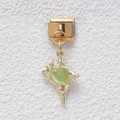 Italienisches Modul-Armbandglied in Gold mit grünem Herz und Strassstein-Sternchen - Hellgrüner Herz Sternenschliff-Stil (MKDZ-663)