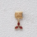 Maglia charm italiana dorata con tre pietre rosse a forma di fiore dallo stile retrò - Stile Fiore a Tre Petali Dorato con Pietra Rossa (GMKDZ-005)