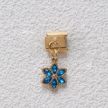Charm modulare italiano in acciaio dorato con ciondolo a fiocco di neve blu e cristalli - Stile Fiocco di Neve Strass Blu Oro (GMKDZ-013) / 5 Pezzi
