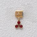 Italian modular gold bracelet link with three pear-cut red zircon stones pendant - Gold Clover Red Zirconia Style (GMKDZ-012)
