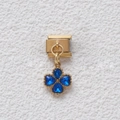 Charm modulare in acciaio inossidabile con quadrifoglio dorato e cristalli blu lucidi - Stile Quadrifoglio Dorato con Pietra Blu (GMKDZ-017)