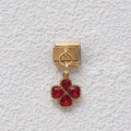 Charm modulare per bracciale italiano oro con ciondolo quadrifoglio in cristallo rosso - Stile Quadrifoglio Dorato con Pietra Rossa (GMKDZ-016)