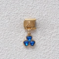 Maglia charm italiana dorata con design a trifoglio e tre cristalli a cuore blu reale - Stile Quadrifoglio a Tre Cuori Blu (GMKDZ-009) / Oro