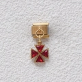 Charm modulare italiano dorato con pendente a croce rossa vintage per bracciale DIY - Ciondolo Croce con Pietra Rossa Oro (GMKDZ-019)