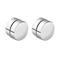 Polished silver magnetic stainless steel stud earrings in a minimalist cylindrical style - 6mm / Steel