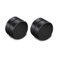 Pair of minimalist black titanium steel magnetic clip earrings in a round stud design - 6mm / Black
