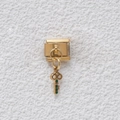 Charm modulare italiano dorato con ciondolo chiave vintage e cristalli verdi per DIY - Ciondolo Chiave Verde a Cuore Oro (GMKDZ-060)