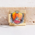 Italian charm link with a gold stainless steel base and a hexagon fire crystal inlay - Gradient Hexagon (MK-2257)