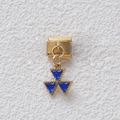 Italian charm link in gold with triple blue triangular crystal drop pendant - Gold Radial Triangle Blue Zirconia Style (GMKDZ-001)