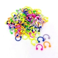 Detailed set of colorful stainless steel horseshoe nose rings with screw-on balls - B Mixed Color Horseshoe Ring / 10 Pieces Pack