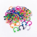 10pcs colorful horseshoe rings with splatter paint finish for nose ear and lip piercing - A Mixed Color Horseshoe Ring / 10 Pieces Pack
